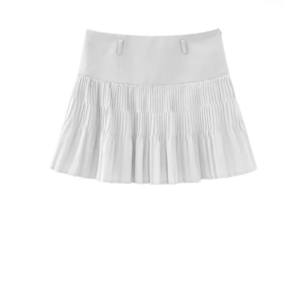 Ancosti Pleated A-line mini Sporty skirt Small White 178 - Picture 2 of 7